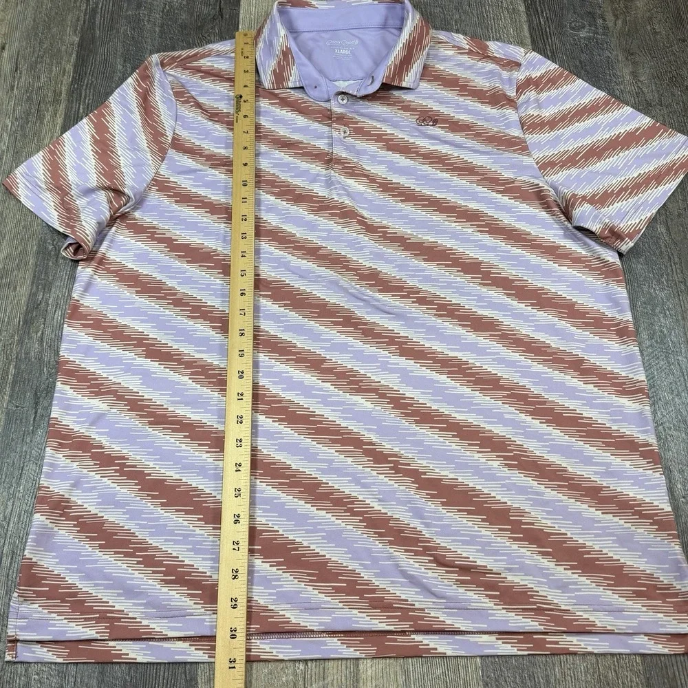 Good Good Polo Shirt Mens XL Purple Diagonal Stripe Golf Performance Stretch